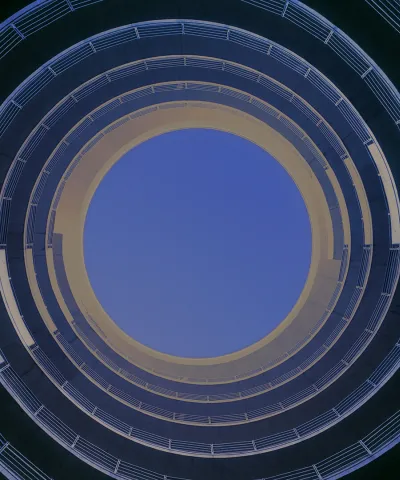 image of spiral structure growing to blue sky