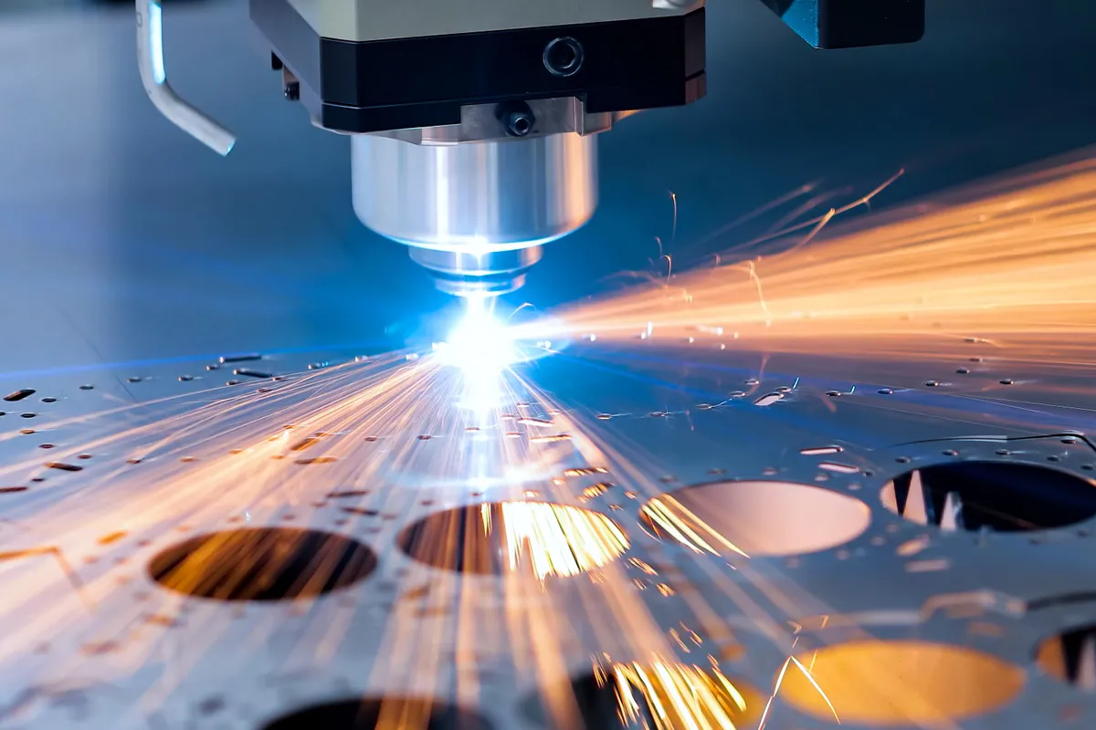 Banner of laser cutting holes in metal