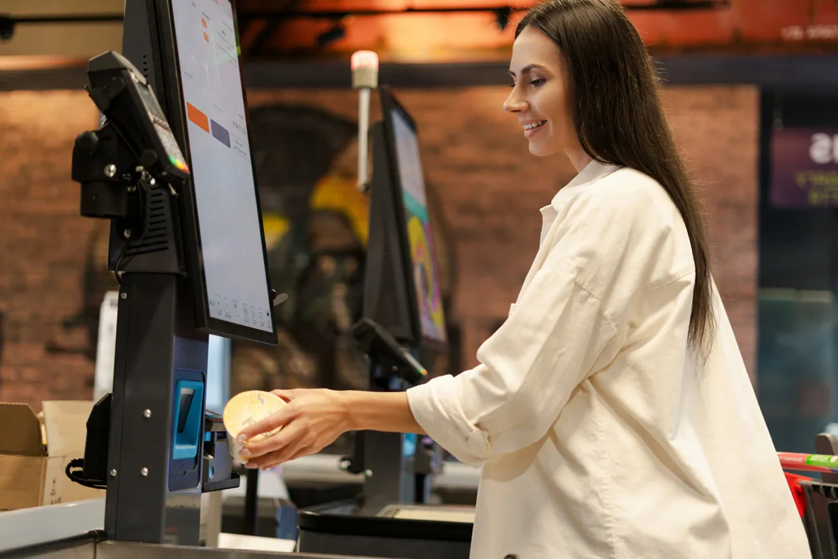 woman ordering on screen